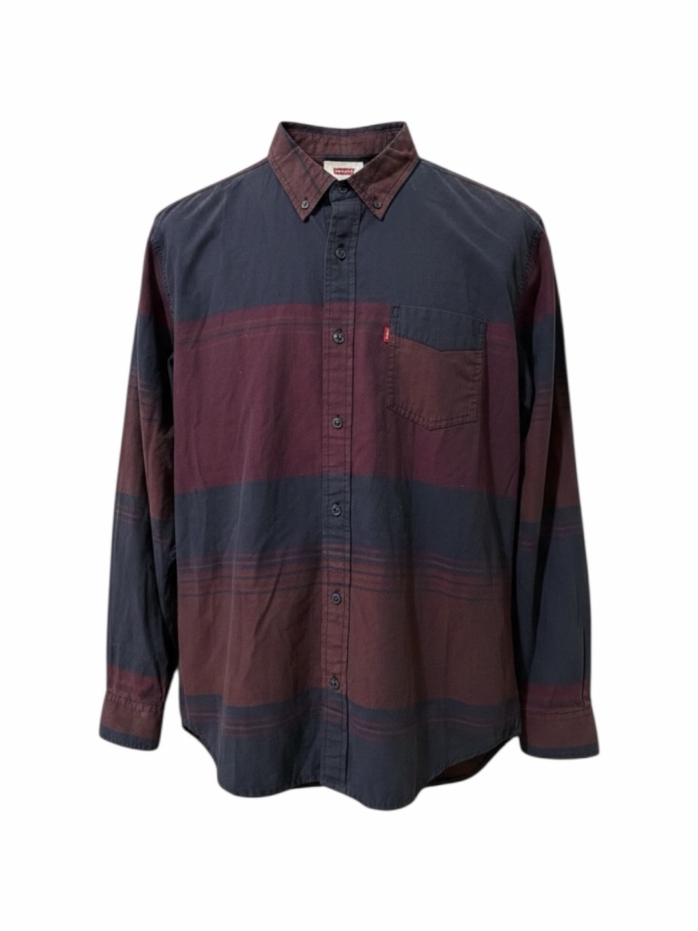 Levi's Men's Casual Button Down Shirt - Dark Red and Navy